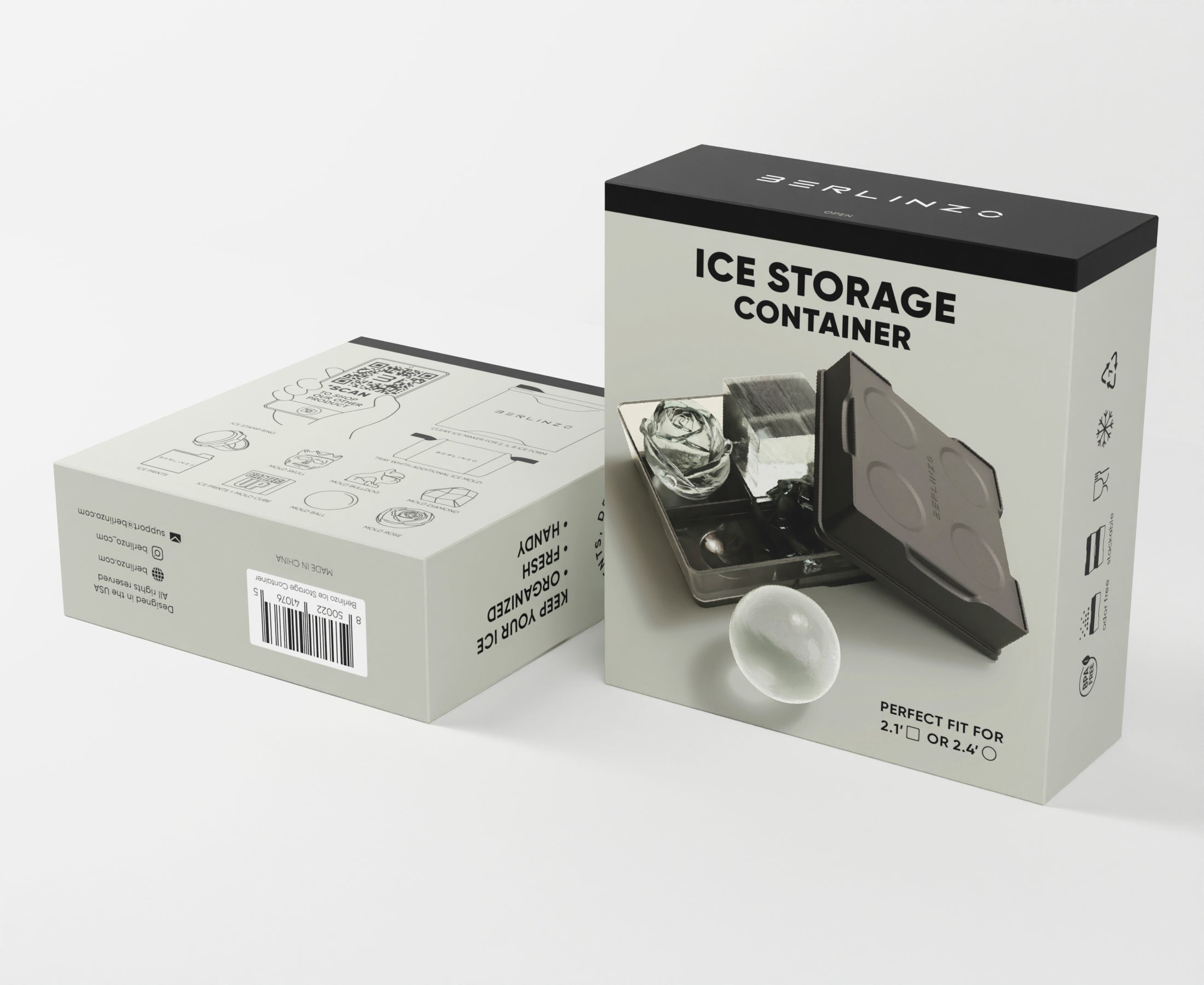 Ice Storage Container with Lid for Ice Balls & Cubes