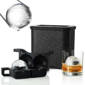 Berlinzo Clear Ice Ball Maker - 2 Large 2.4-inch Crystal Clear Ice Balls for Whiskey Cocktail - New Easy-to-Remove Ice Sphere Mold, 2 Round Ice Spheres