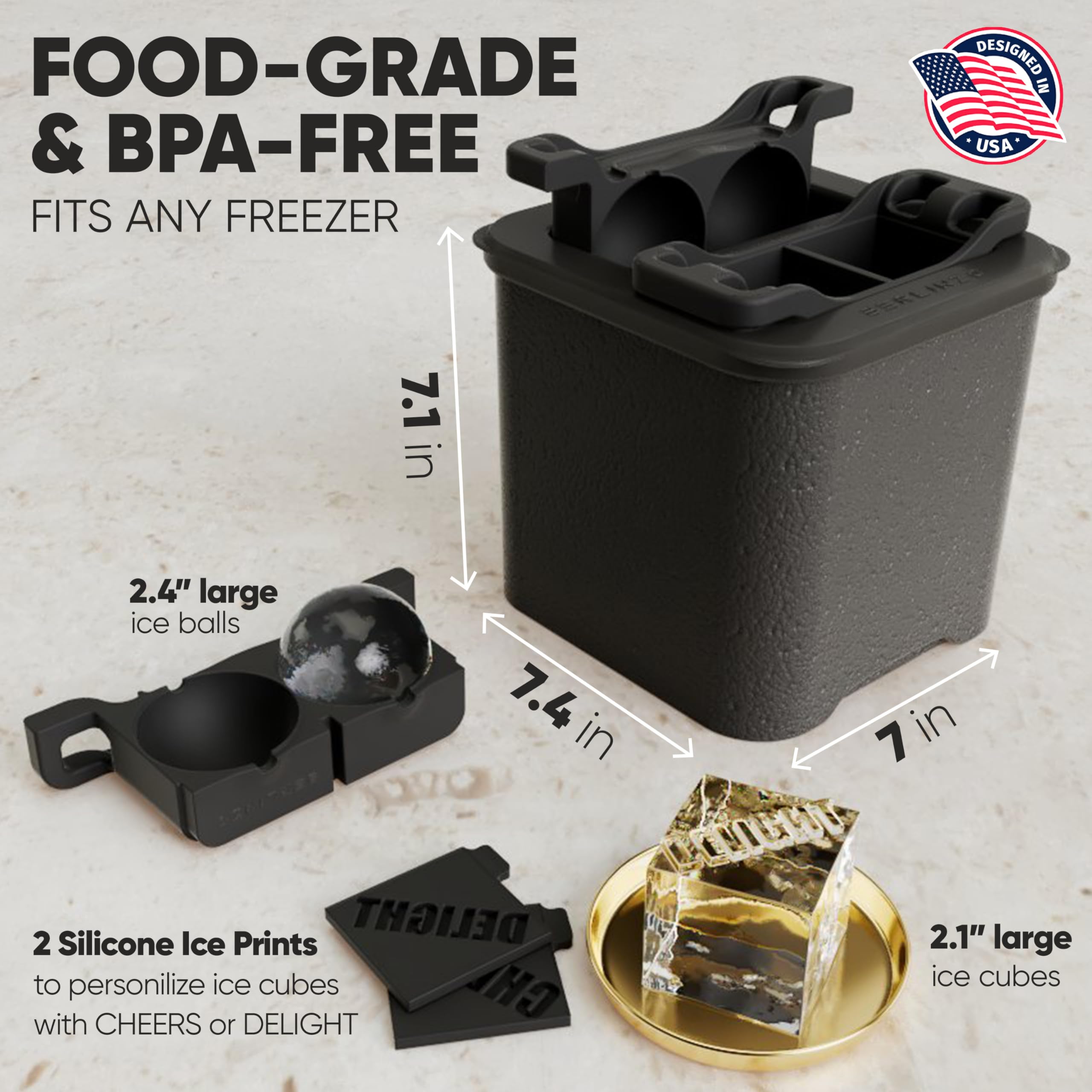 Combo Ice Maker for 2 Clear Ice Cubes & 2 Balls