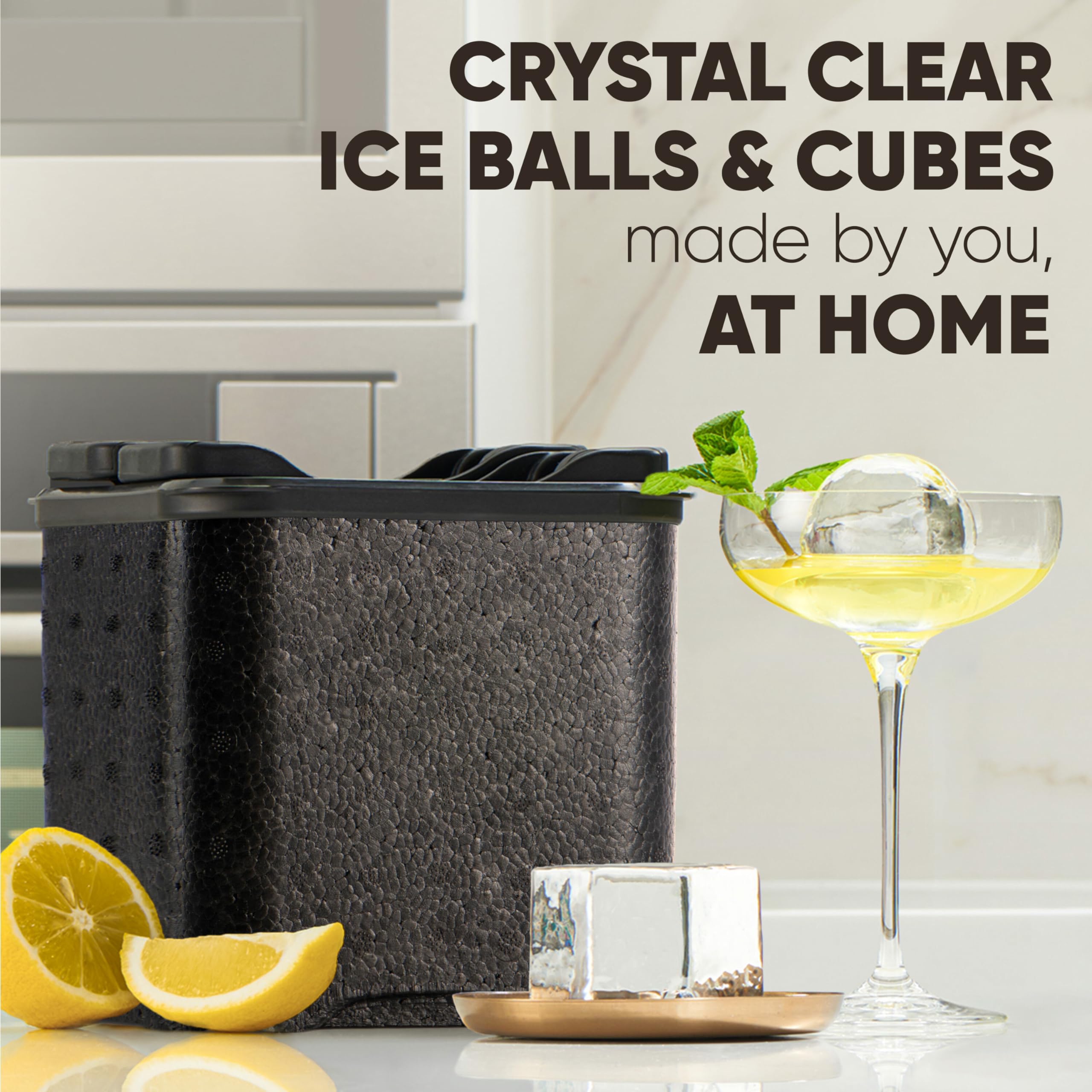 Combo Ice Maker for 2 Clear Ice Cubes & 2 Balls