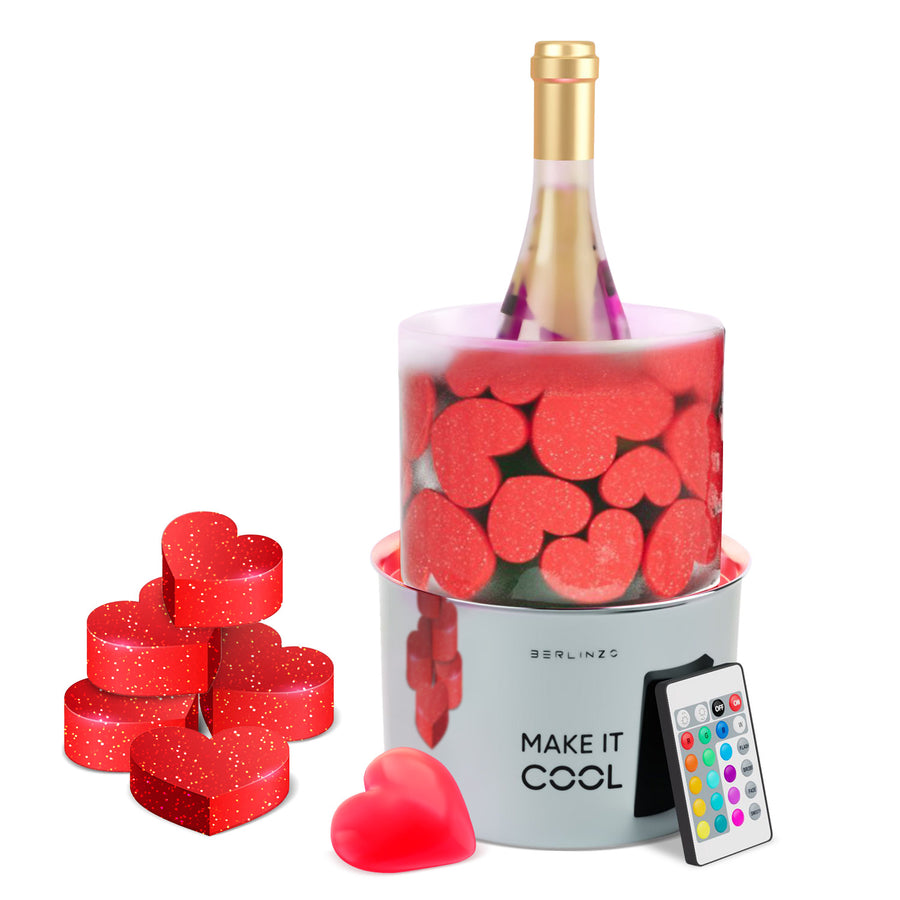 LED Wine Chiller Ice Bucket Mold with Remote Control (decoration hearts are NOT included, only orchids)