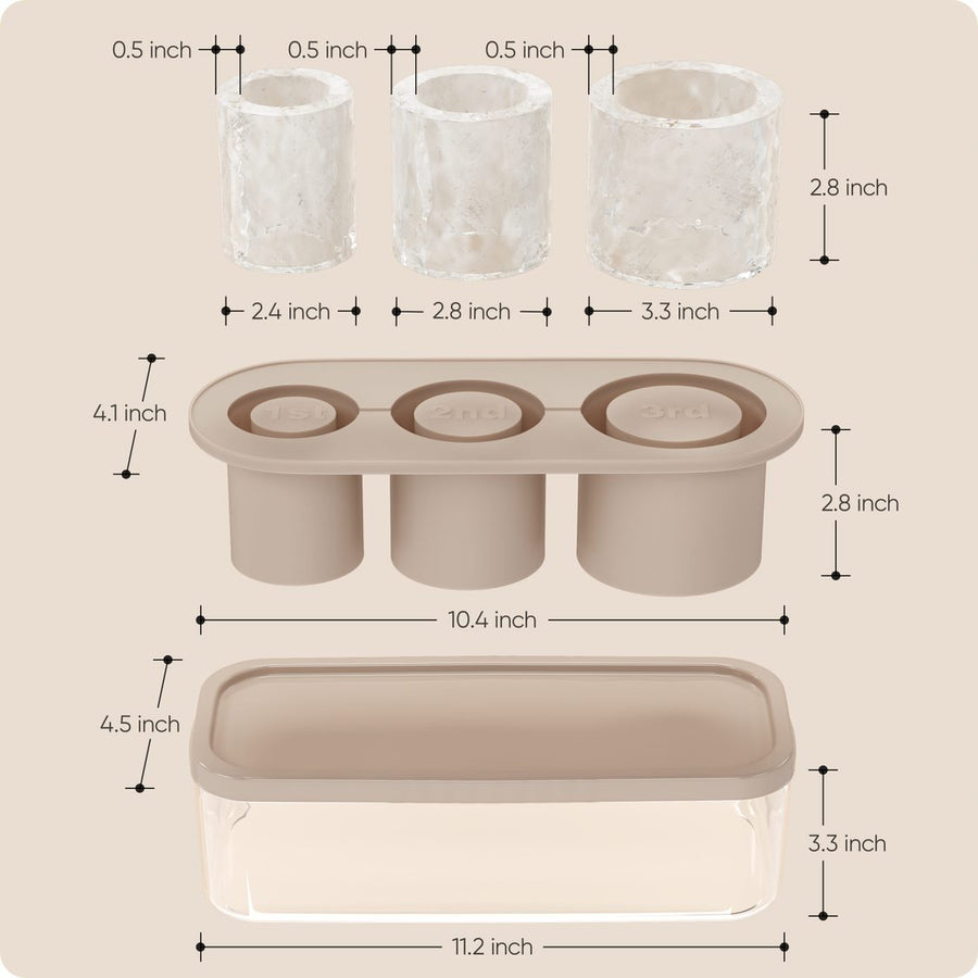 3 Ice Cyllinders Mold for Stanley Tumblers