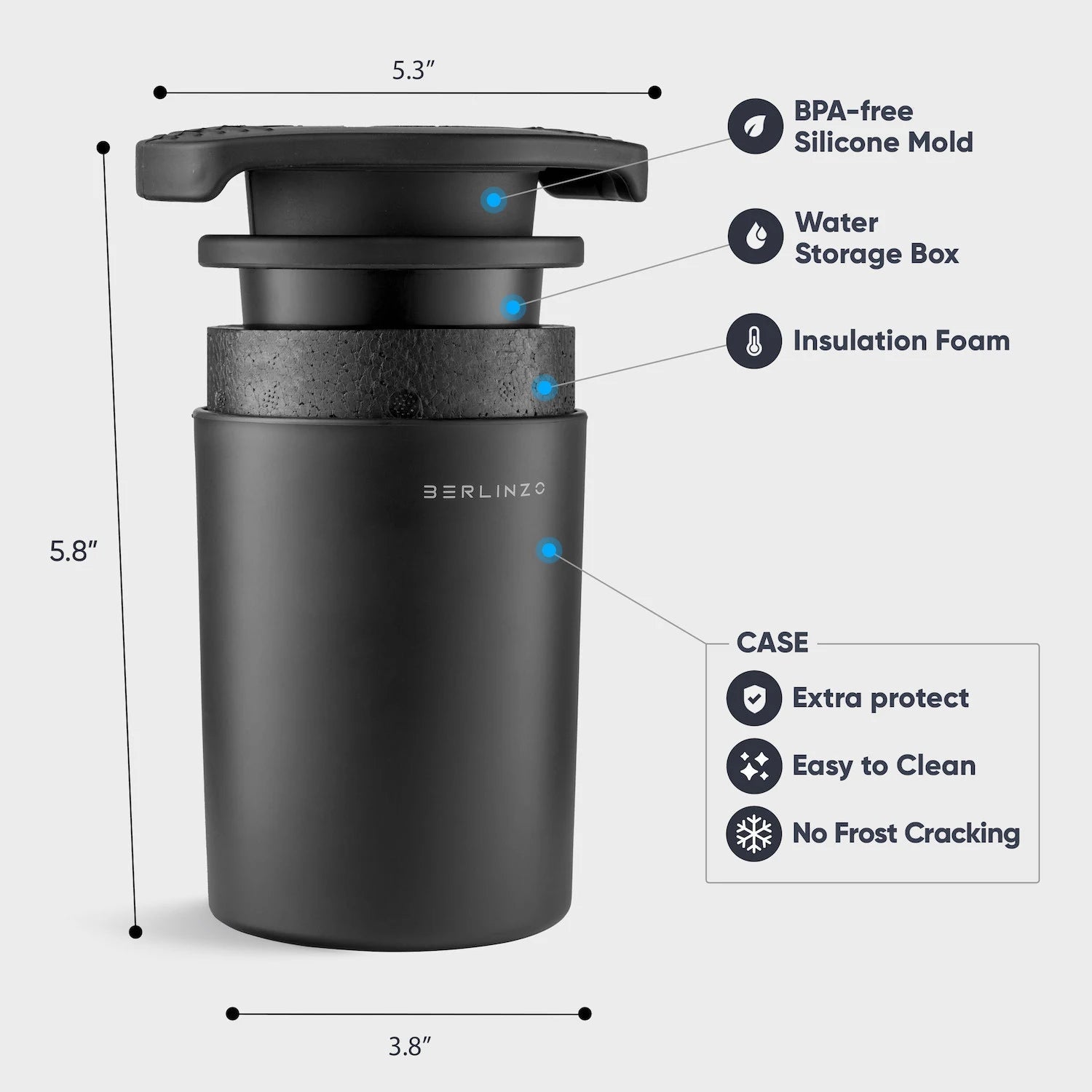 Clear Ice 1 Ball Maker Ice Cube Trays BERLINZO 